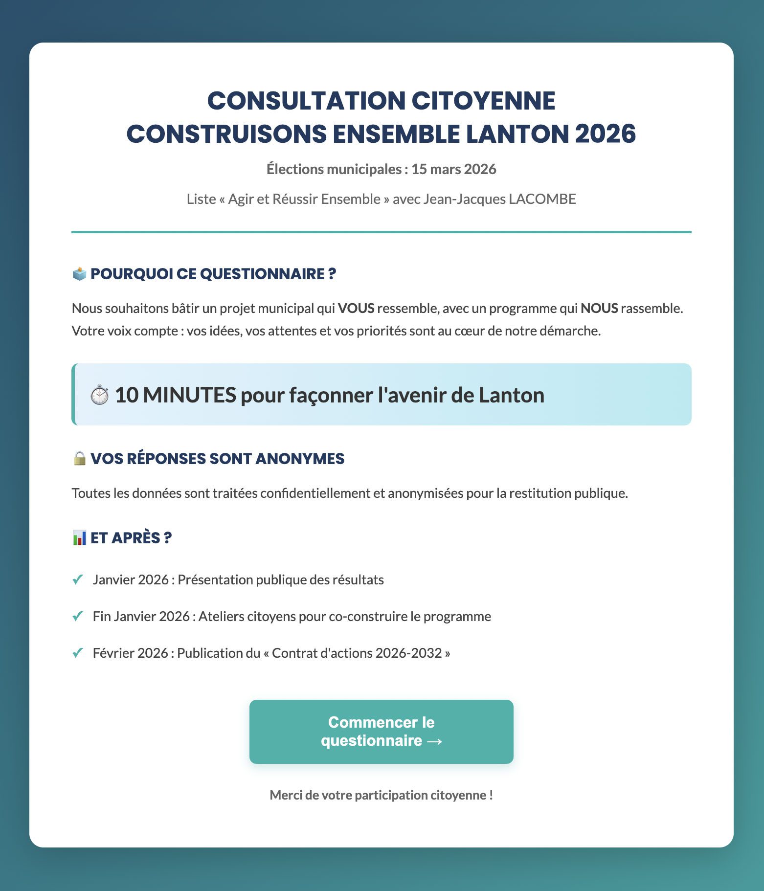 Consultation citoyenne pour les élections municipales de Lanton en Gironde